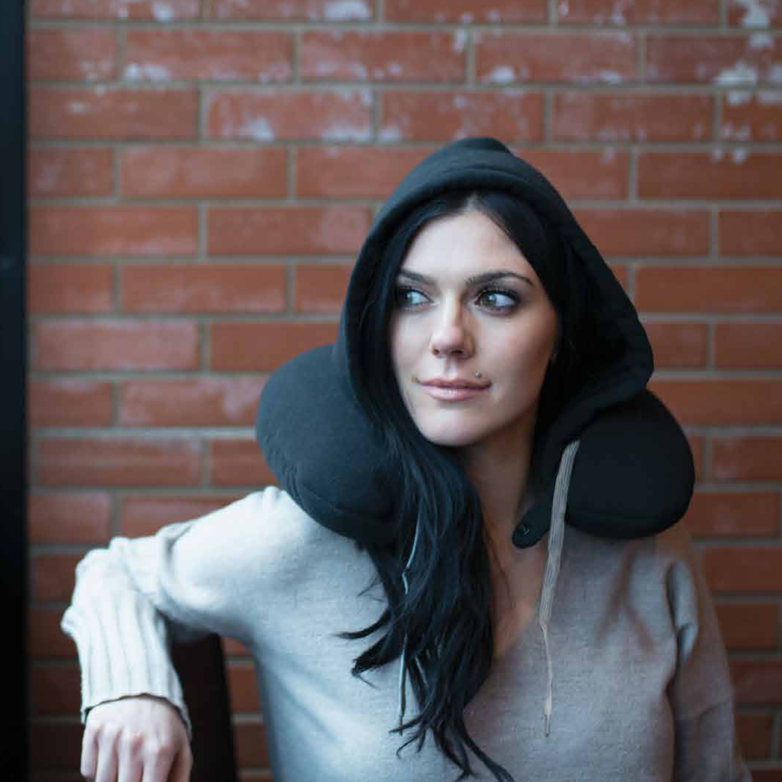 Neck Pillow On with Grey Ties