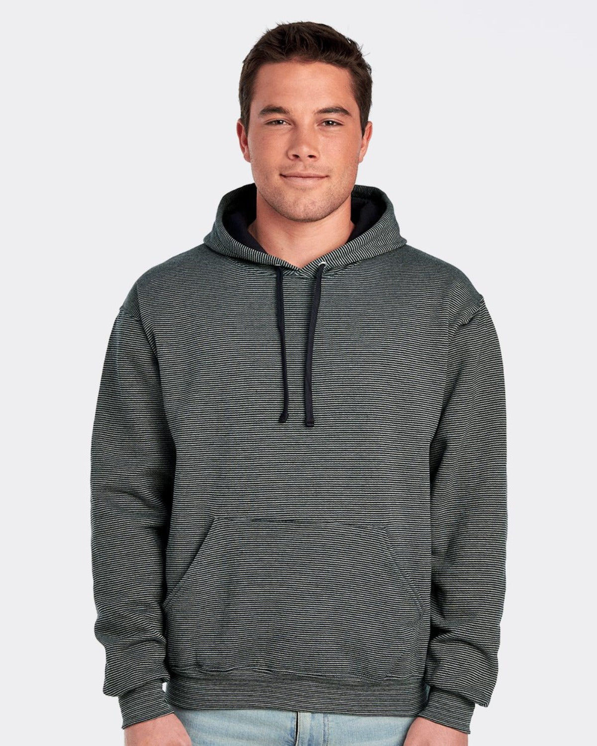 Charcoal Grey Stripe Hoody _on