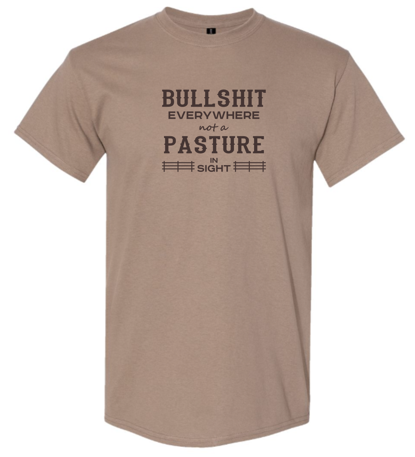 Brown Savana t-shirt with humorous text in black