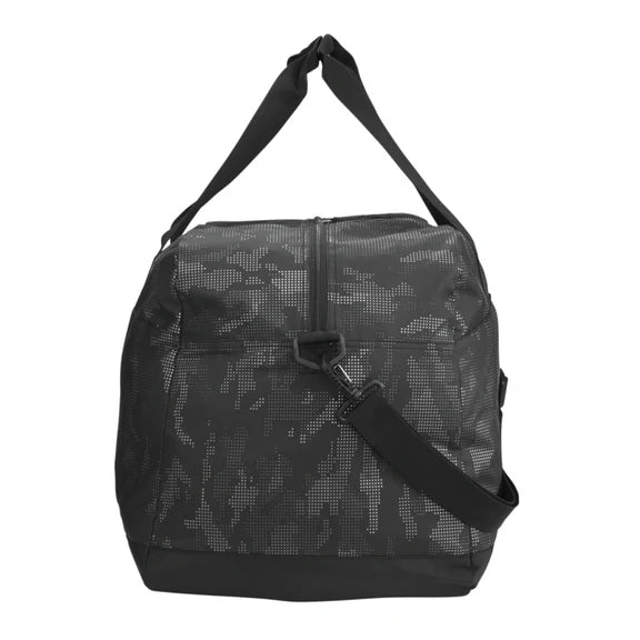 Black camouflage duffel bag with a shoulder strap - Side