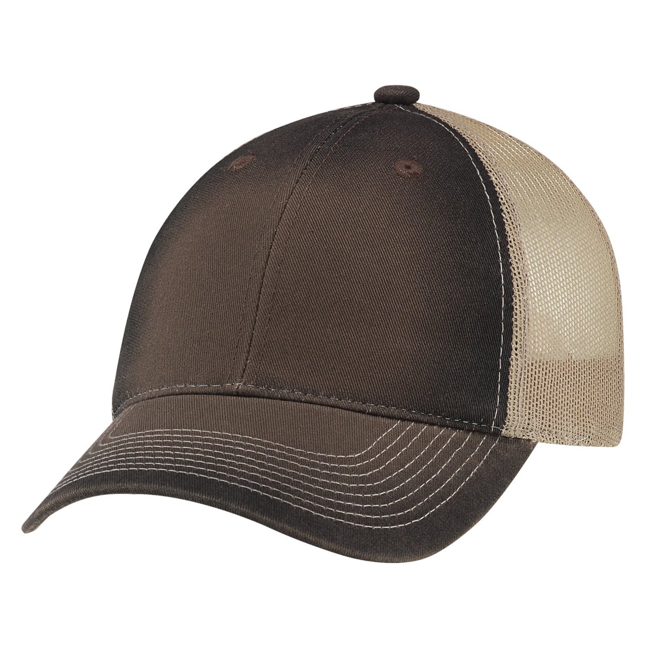 Enzyme Washed Deluxe Chino Twill / Soft Nylon Mesh / Stained Trim Mesh Back Cap