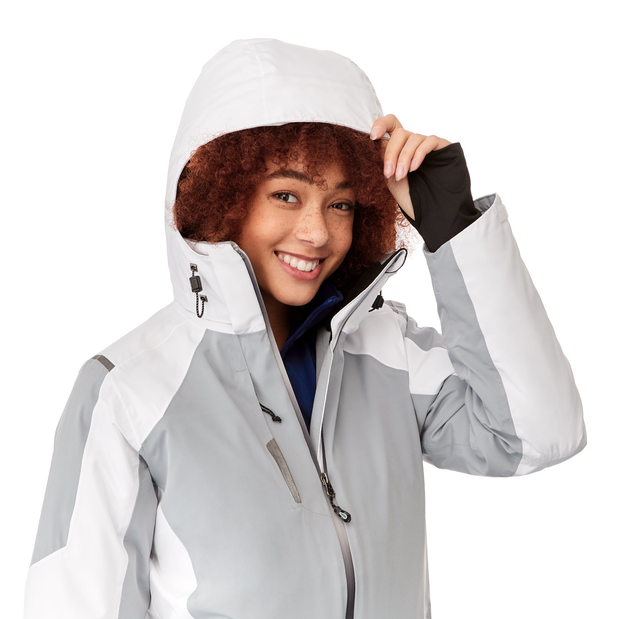 White Grey Winter Jacket On