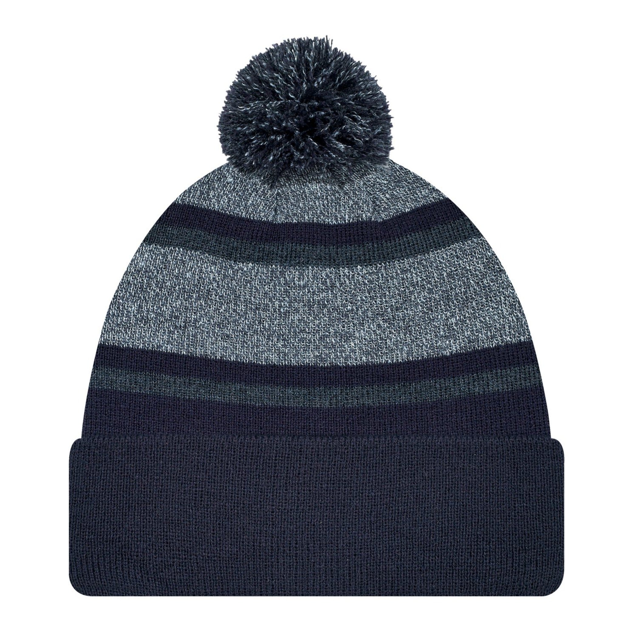 navy charcoal striped ppmpom cuffed toque