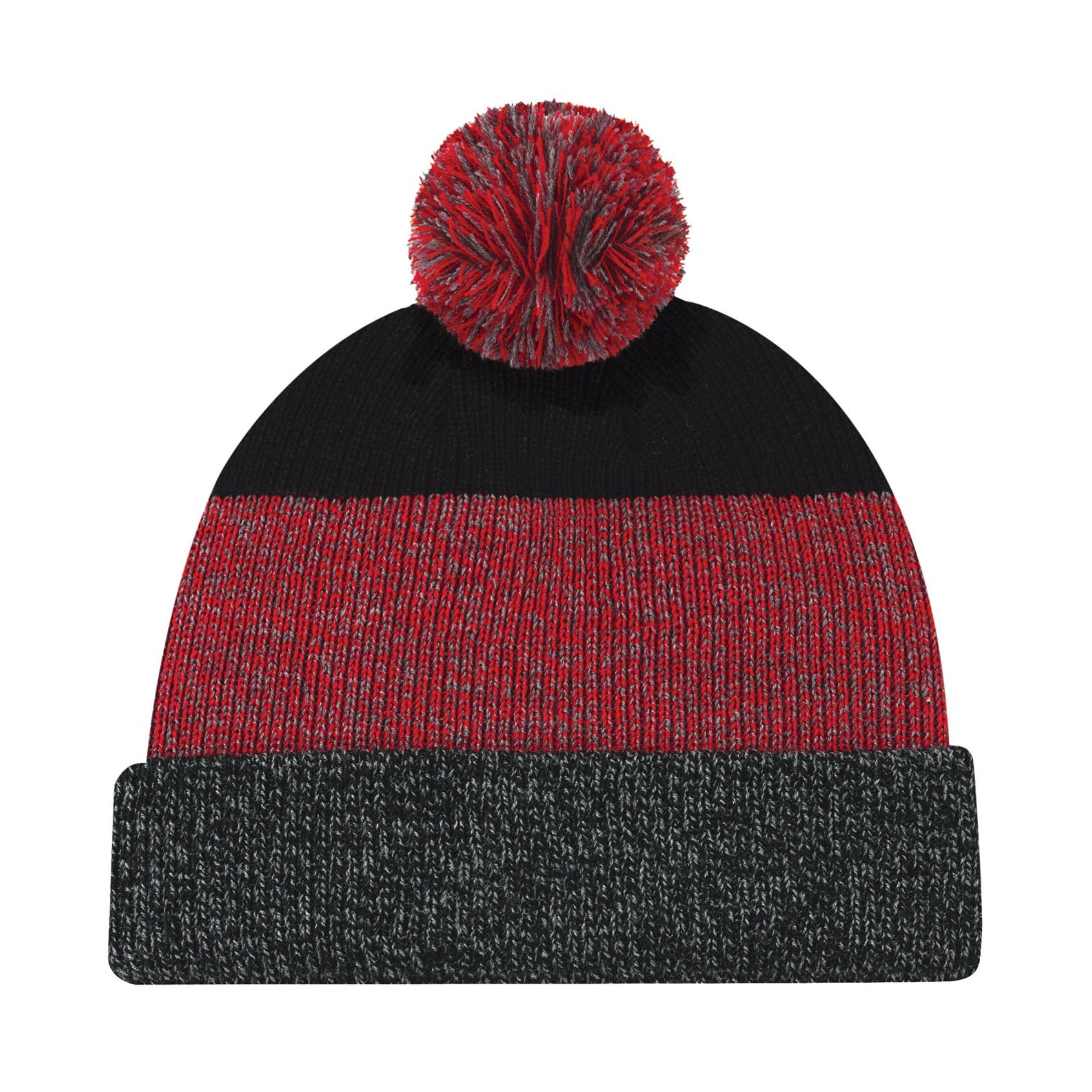 red black cuffed pompom toque