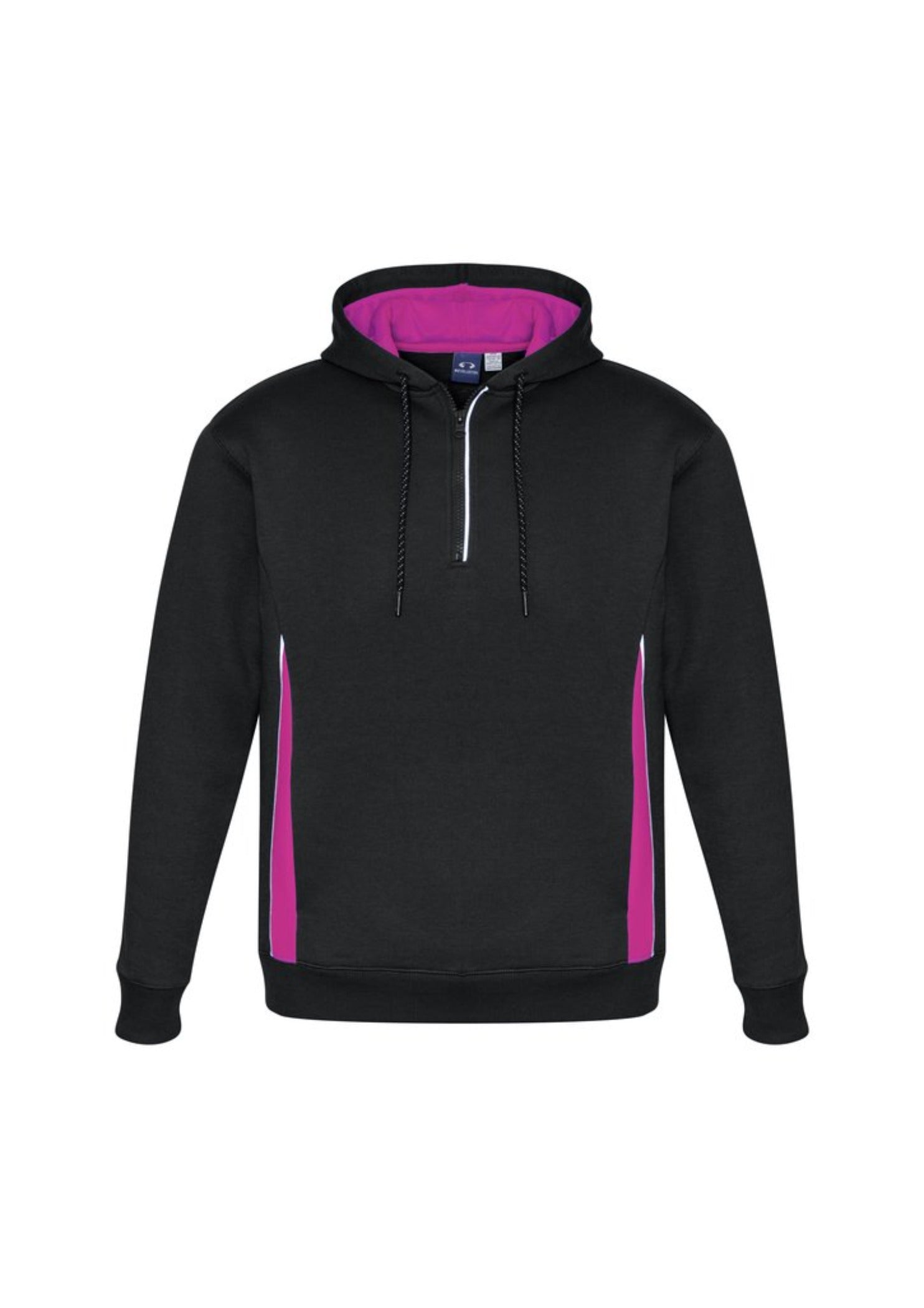 ¼ zip hoody black pink magenta