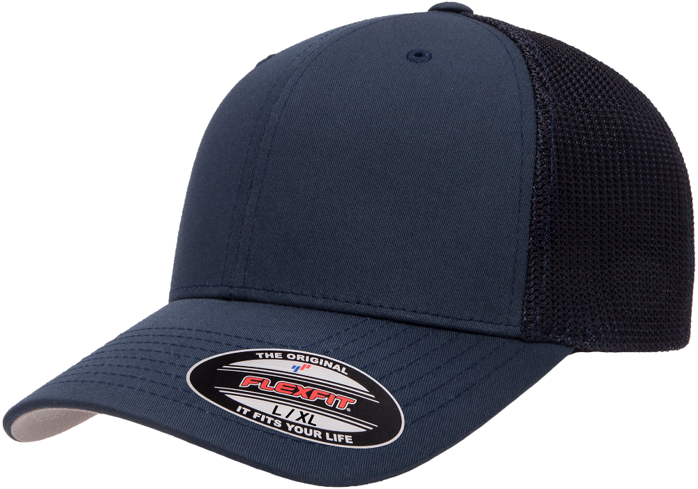 Navy blue cap with navy mesh back
