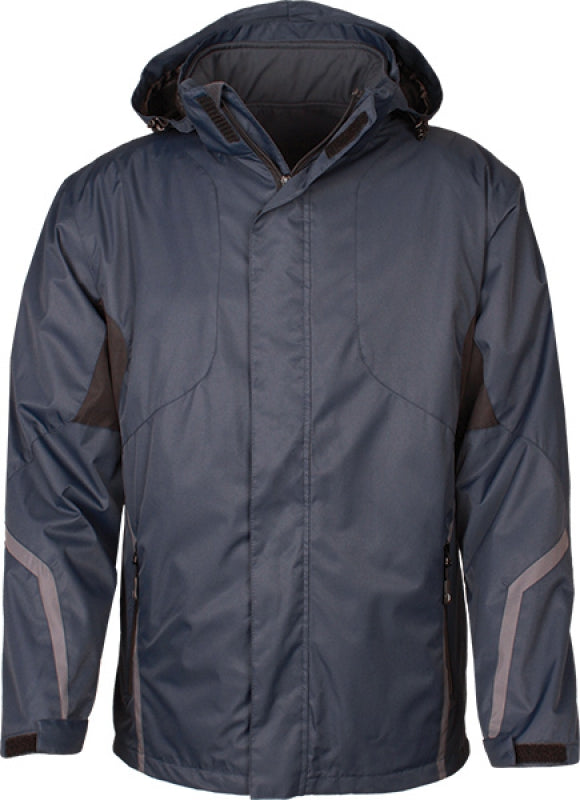 Blue winter jacket with gray accents