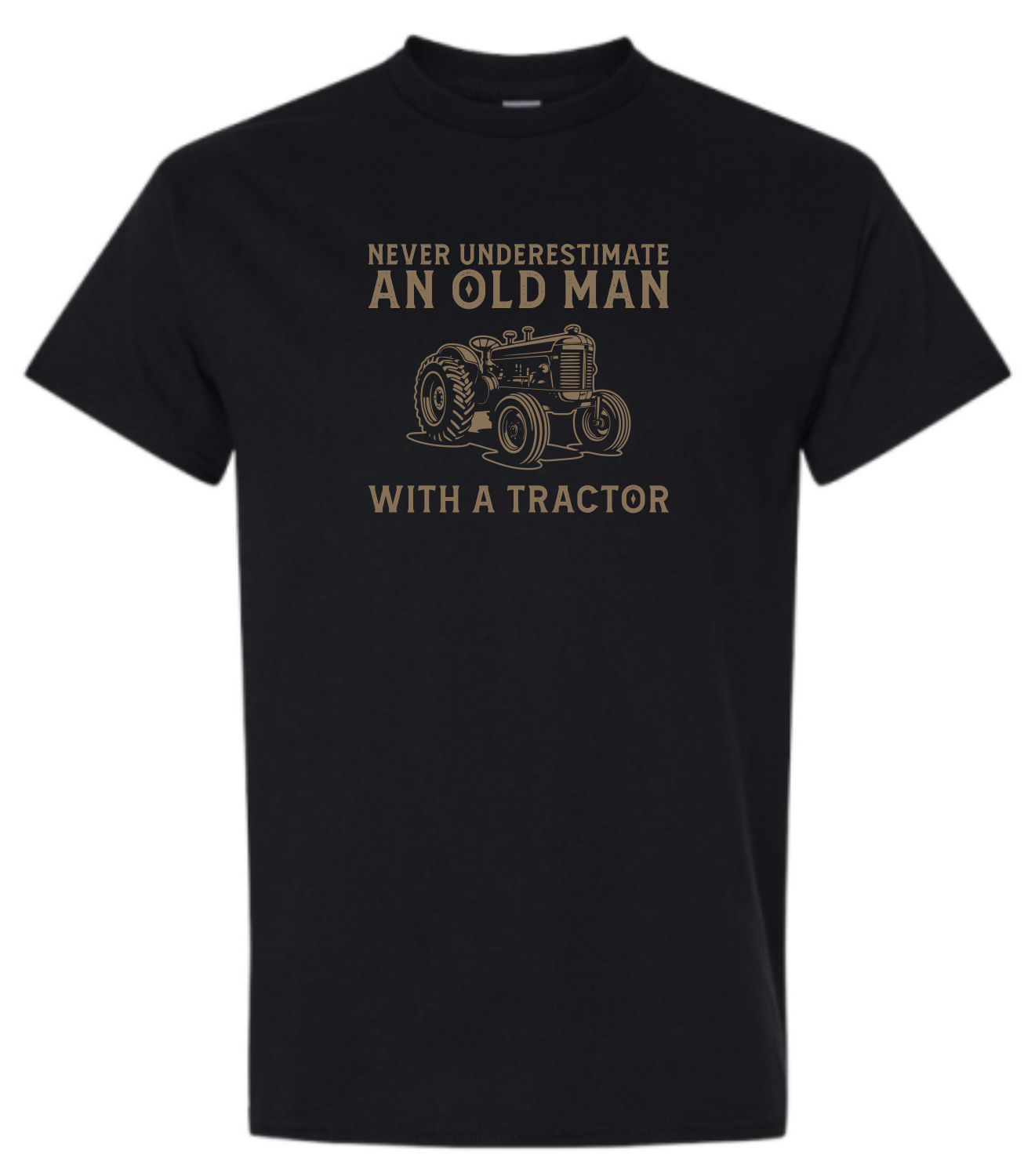 Black Shirt with Tan Text & Graphic