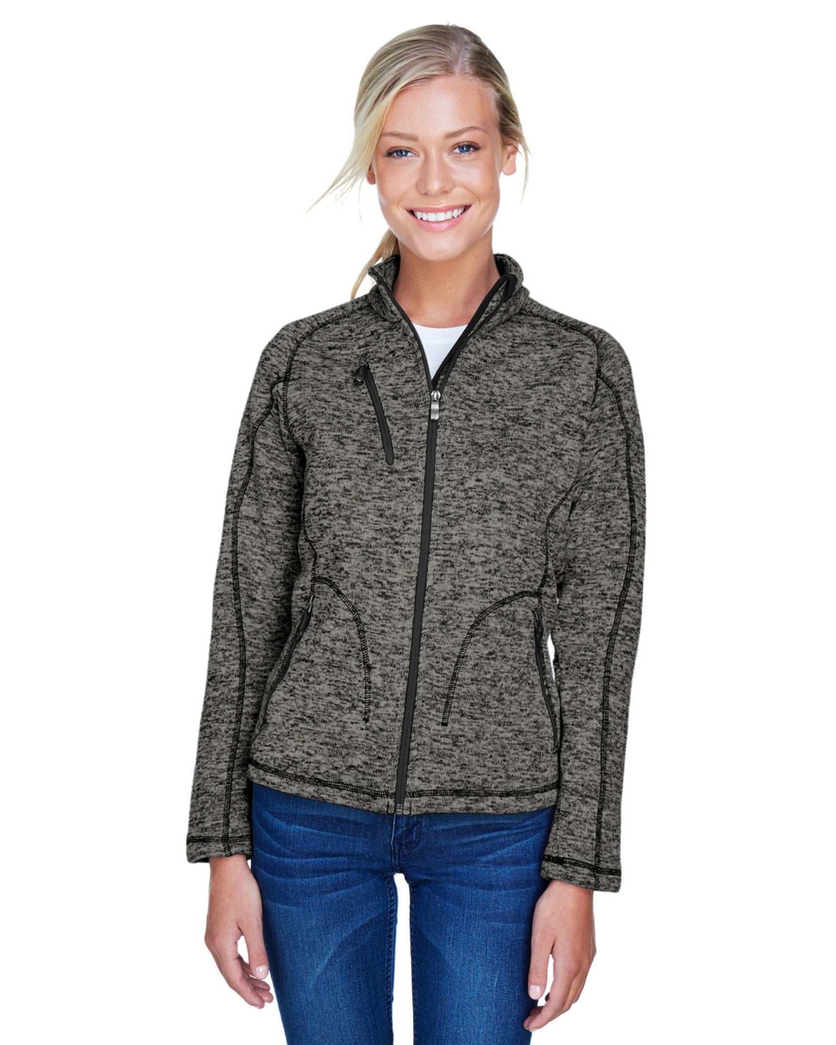 Charcoal Heather Grey Zip Sweater