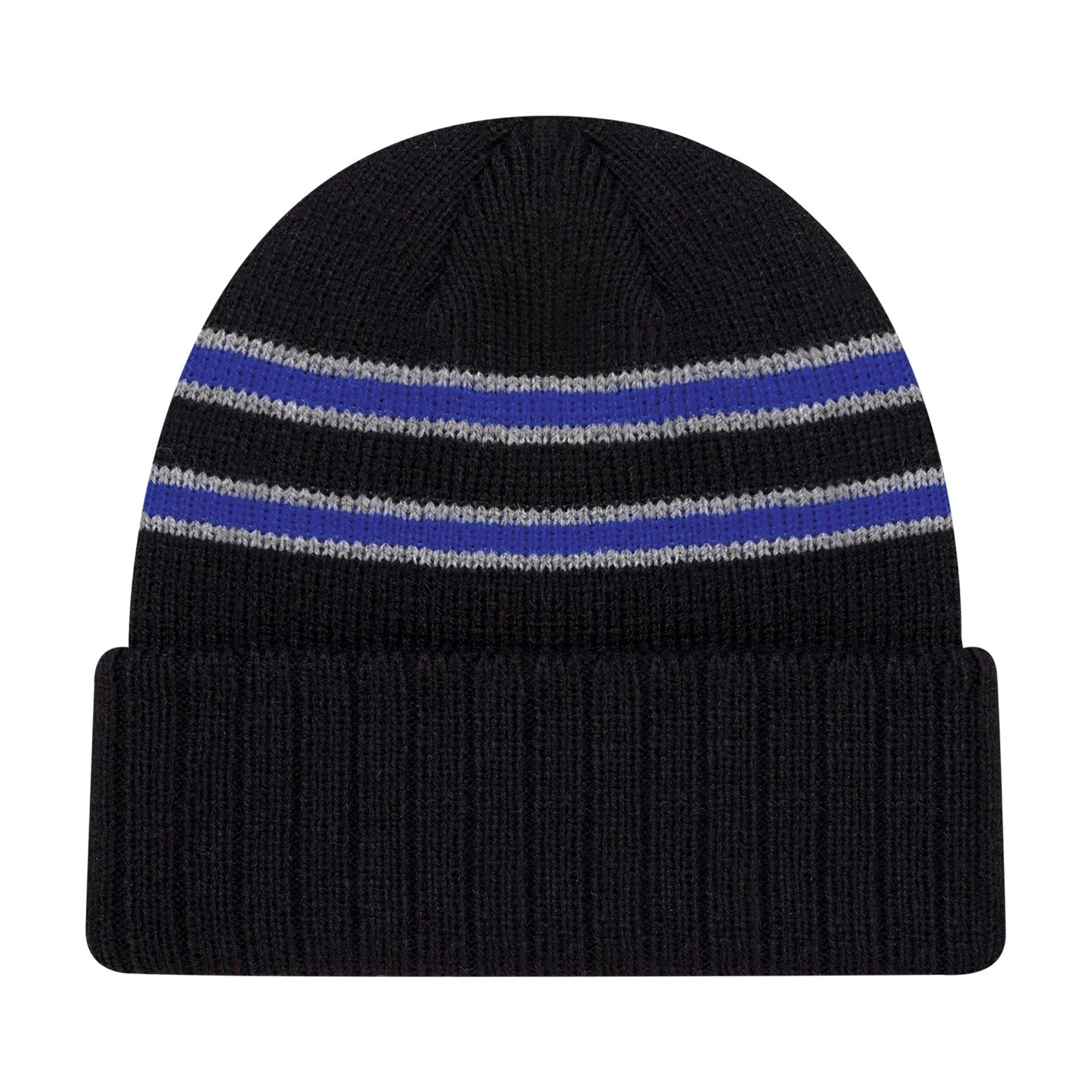 black royal silver stripe cuff toque
