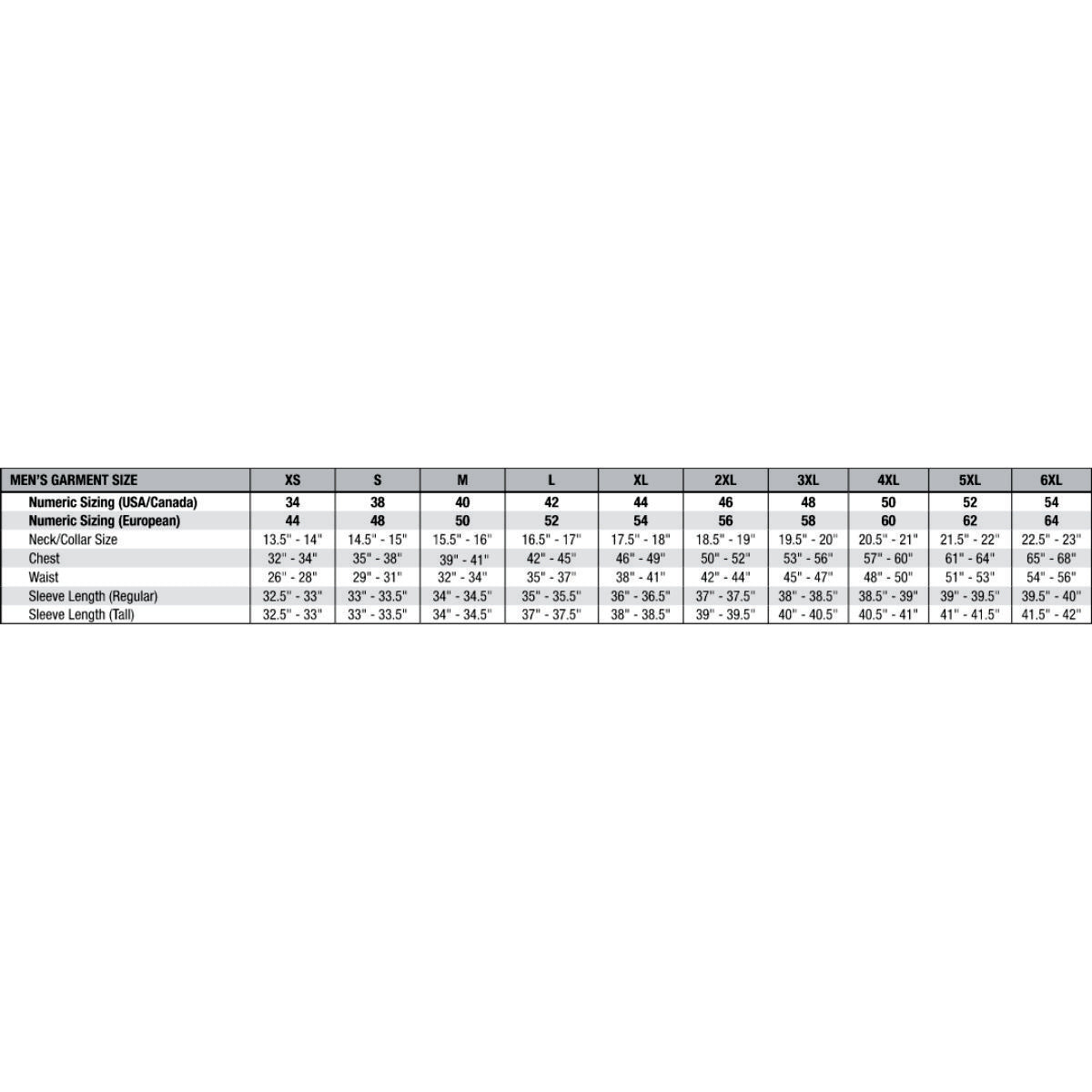 Alpha Size Chart Men