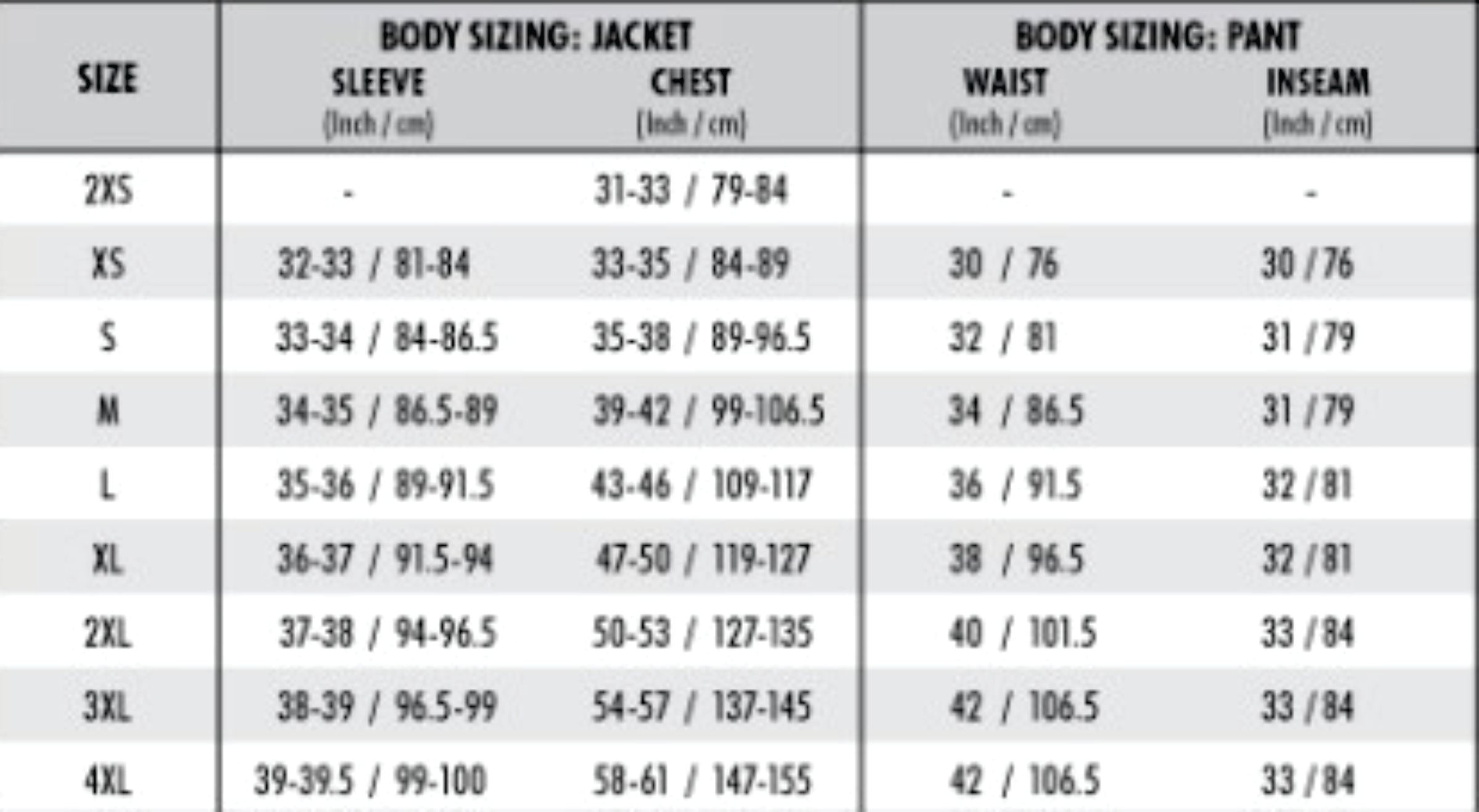 Size Chart